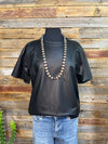 Casey Faux Leather Short Sleeve Top