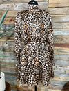 Polly Satin High Neck Animal Print Dress