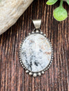 Granger Sterling Framed White Buffalo Oval Pendant