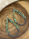 Harpe 2 Stand Turquoise Heishi Teardrop Earrings - 4.5"