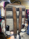 Distressed Leather Backpack Plaid Back