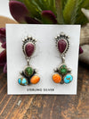 Amaretto Sterling Purple Teardrop Turquoise & Spiny Earrings