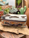 Cowhide Turquoise Backed Tooled Leather Jewelry Box