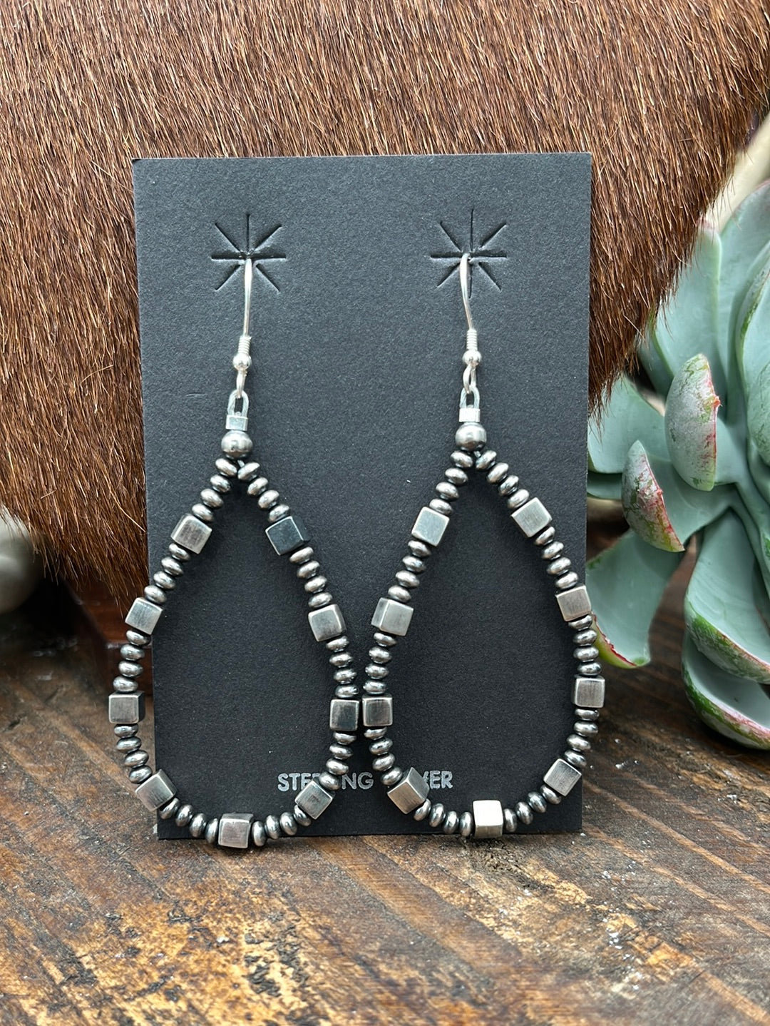 Modern Navajo Pearl Sterling Silver Double Strand offers Earrings Navajo Handfinished