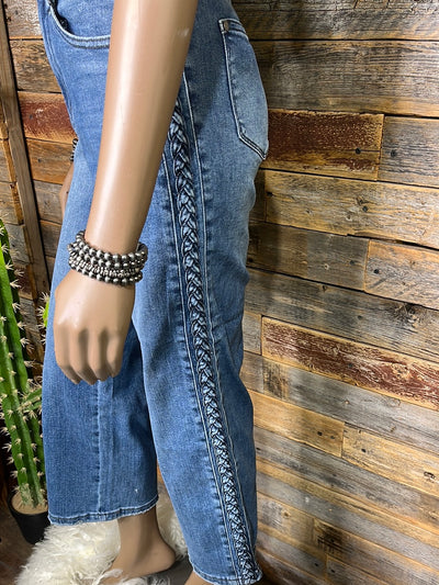 Judy Blue HW Braided Crop Wide Leg