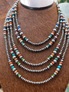 Wilson Sterling Navajo, Lapis, Turquoise & Spiny Bead Necklace