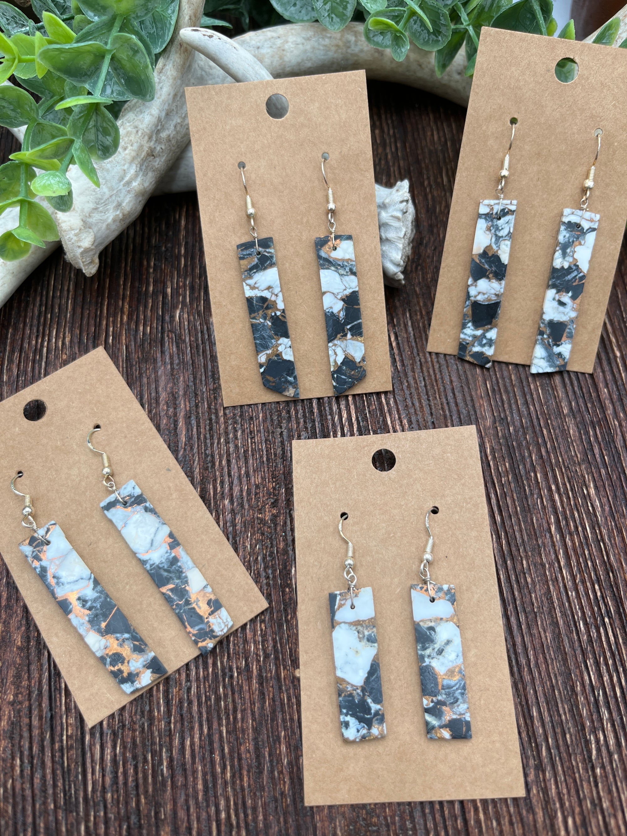 Vestibule Sterling White Buffalo Bronze Mix Slab Earrings