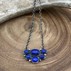 Lapis Sterling Link Chain Half Cluster Stone Pendant