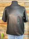 Casey Faux Leather Short Sleeve Top