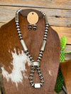 Lakota Sterling Silver Barrel & Saucer Bead Necklace & Earring Set