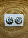 Bundt Sterling .75" Scalloped Round Concho Post Earrings - Turquoise