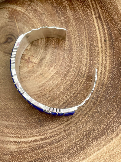 Clear Skies 4 Row Inlaid Lapis Sterling Cuff