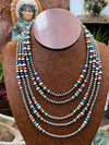 Wilson Sterling Navajo, Lapis, Turquoise & Spiny Bead Necklace