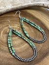 Harpe 2 Stand Turquoise Heishi Teardrop Earrings - 4.5"