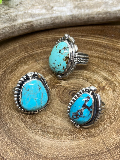 Avery Sterling Roped Oval Turquoise Ring