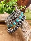 Gisila Saucer, Burst, Square Surround Triple Stretch Bracelet Set - Turquoise