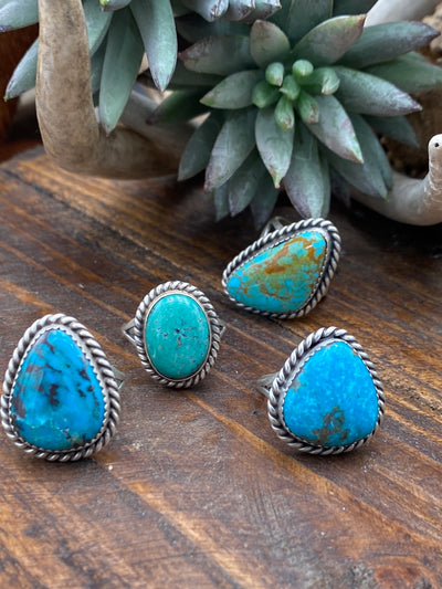 Ava Sterling Roped Oval Turquoise Ring