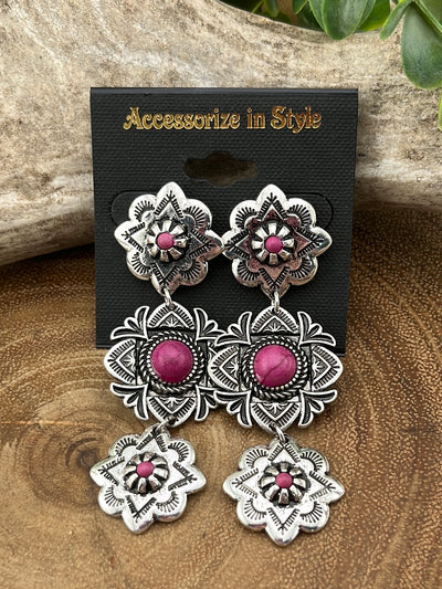 Spillway Triple Concho Post Earrings - 2.75"