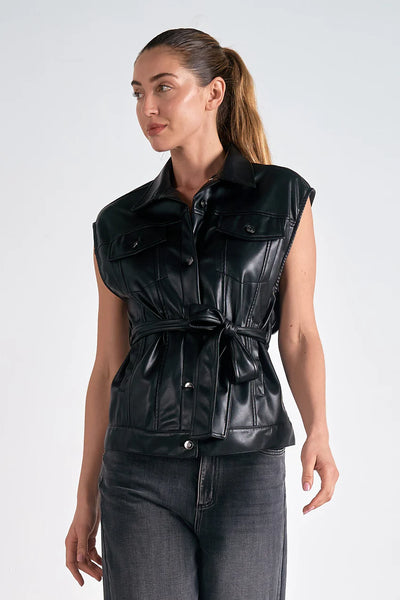 Marco Vegan Leather Tie Waist Vest