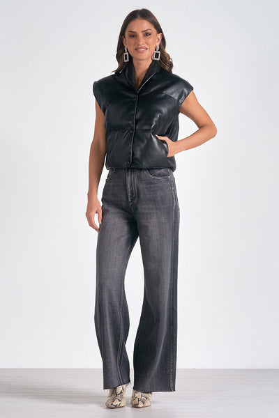 Lulled Vegan Leather Puff Vest