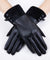 Faux Leather Gloves With Velvet Cuff & Button Detail