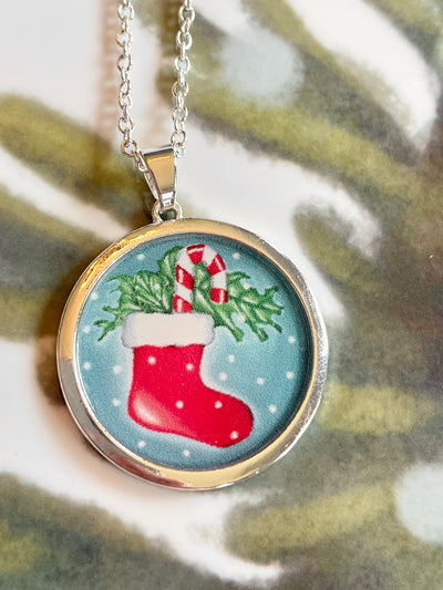 Howdy Holiday Flat Bubble Charm Necklace - 18"