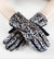 Leopard Print Velvet Gloves - Black