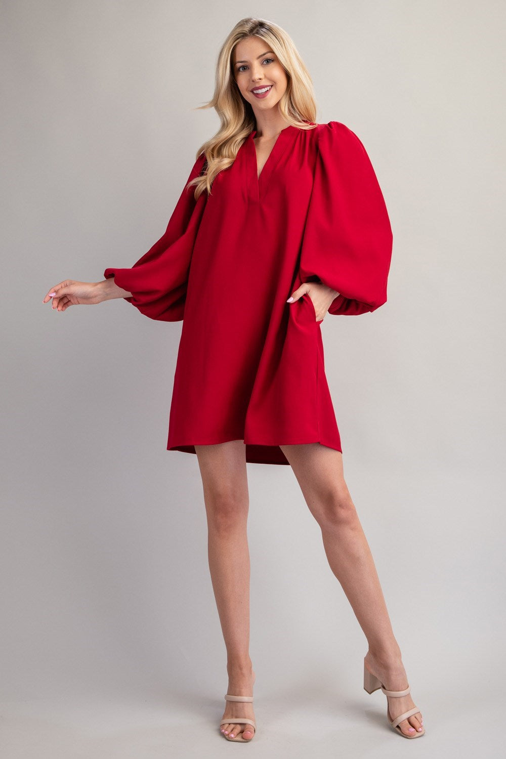 Bozeman V-Neck Balloon Sleeve Dress