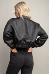 Billings Shimmer Zip Up Bomber Jacket - Black