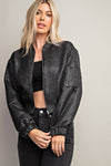 Billings Shimmer Zip Up Bomber Jacket - Black