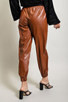 Alameda Smocked Waist Leather Jogger Pant - Camel