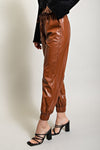 Alameda Smocked Waist Leather Jogger Pant - Camel