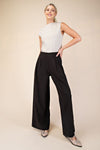 Focused High Waist Front Pleat Wide Leg Pant