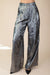 Dynamic High Waist Front Pleat Metallic Wide Leg Pant - Silver