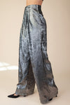 Dynamic High Waist Front Pleat Metallic Wide Leg Pant - Silver