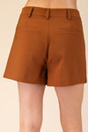 Adventure High Waist Embroidered Pocket Shorts - Brown