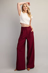 Amador Striped High Waist Wide Leg Pant - Burgundy