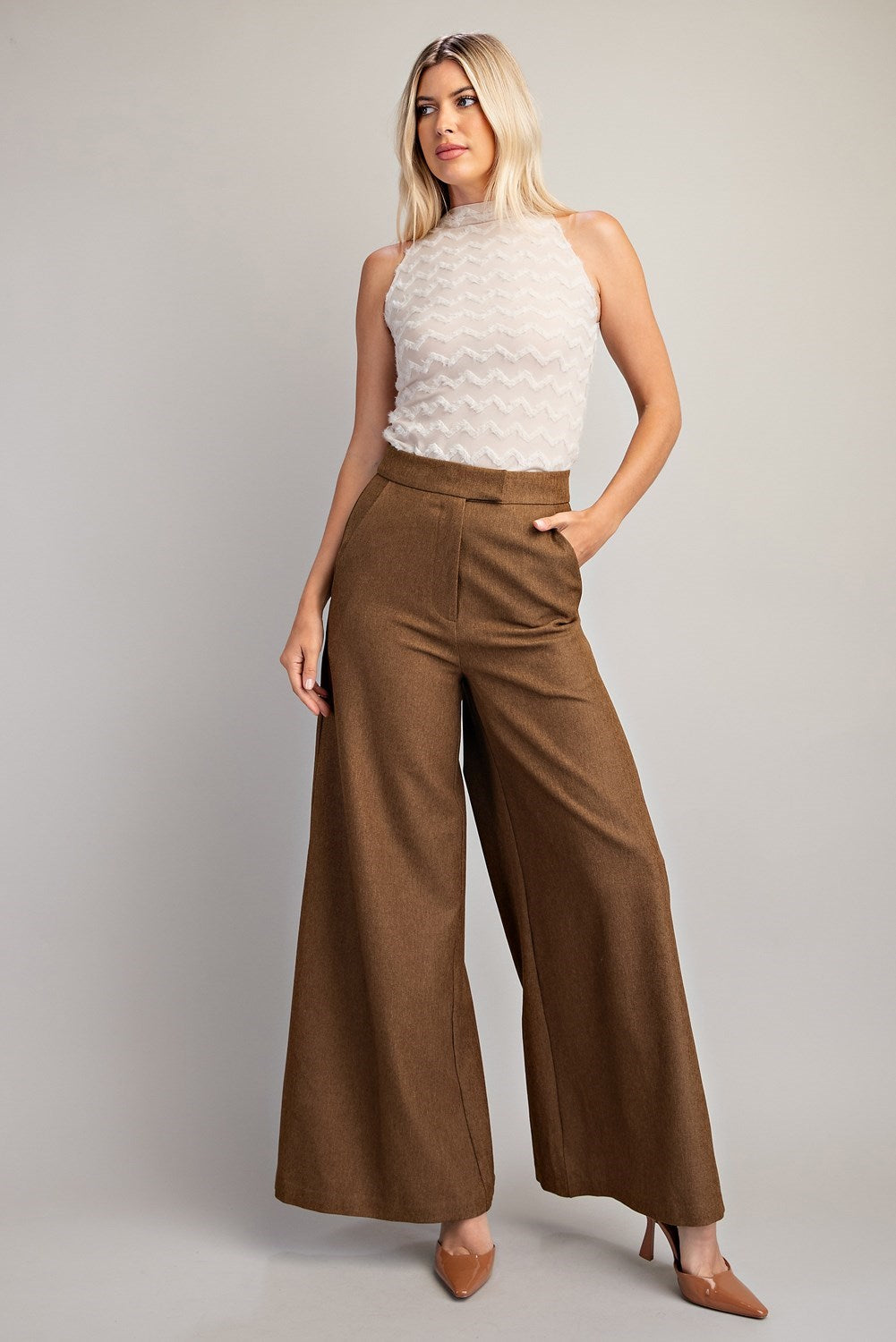 Calaveras High Waist Wide Leg Pant - Mocha