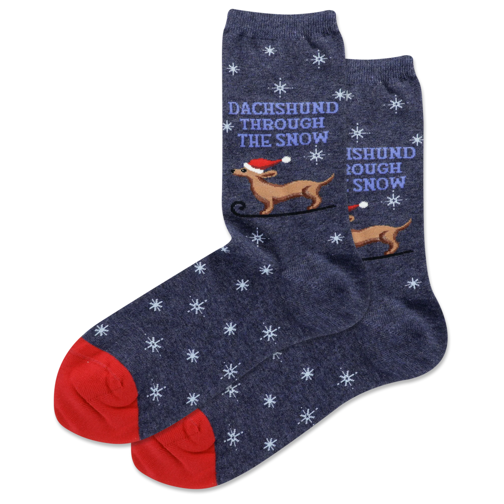 Women's Dachshund Through The Snow Sock - Denim Heather