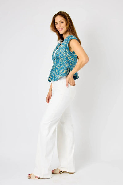 Gloria Wide Leg White Denim