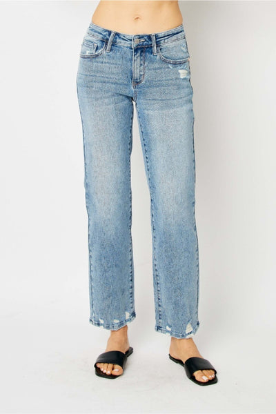 Judy Blue Mid Rise Straight Fit Denim Jean