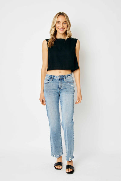 Judy Blue Mid Rise Straight Fit Denim Jean