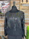 Camden Dripping Sequins Sweater - Black