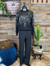 Camden Dripping Sequins Sweater - Black