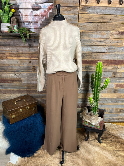 Sara Solid Woven Wide Leg Trousers