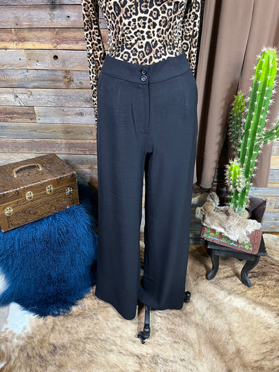 Sara Solid Woven Wide Leg Trousers