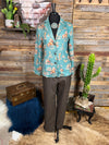 Cowboys Passing Time Turquoise Stretch Suede Blazer Jacket