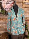 Cowboys Passing Time Turquoise Stretch Suede Blazer Jacket