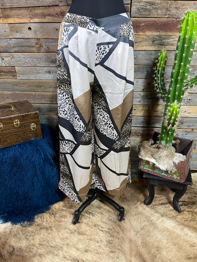 Satin Safari Mocha Mix Wide Leg Pant