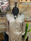 Rodanthe Metallic Button Up Collared Shirt - Champagne Gold